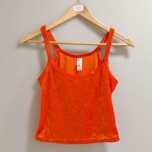 Vintage 90s Victoria’s Secret Orange Crushed Velvet Crop Tank Top Size XS